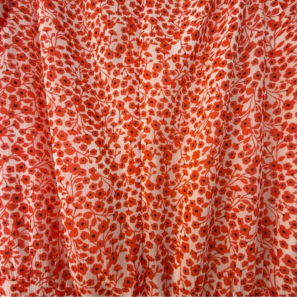 J.Crew Factory Tiered Floral Midi Dress Size 00 Coral Orange New With Tags - Picture 5 of 11